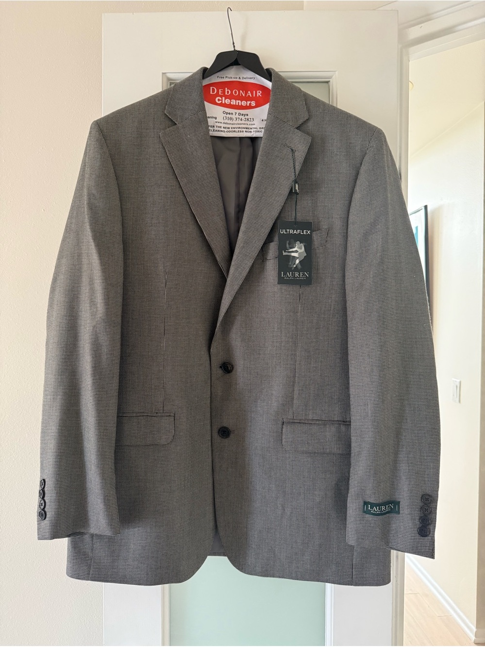 Ralph Lauren Lexington mini houndstooth check men’s blazer 42 long NWT